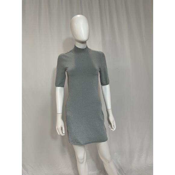 Alexander Wang Grey Short Sleeve Mini Dress W/ Printed Logo Size M - Picture 2 of 5